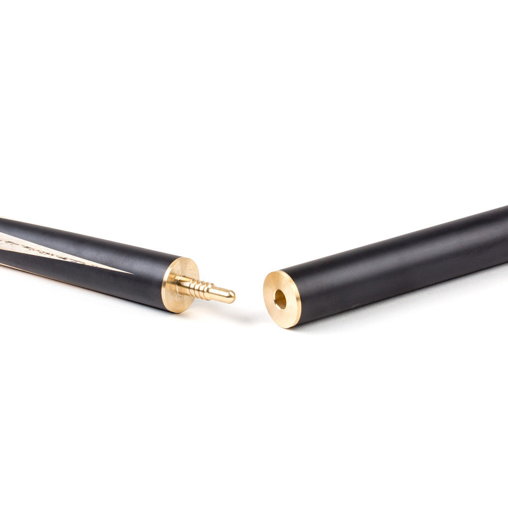 Riley Ronnie O'Sullivan 3 Piece Snooker Cue and Hard Case 3/4 Cut- Layered Ebonised Black Wood Butt - 9.5mm Tip - 145cm - Black/ Tan/ Natural Wood