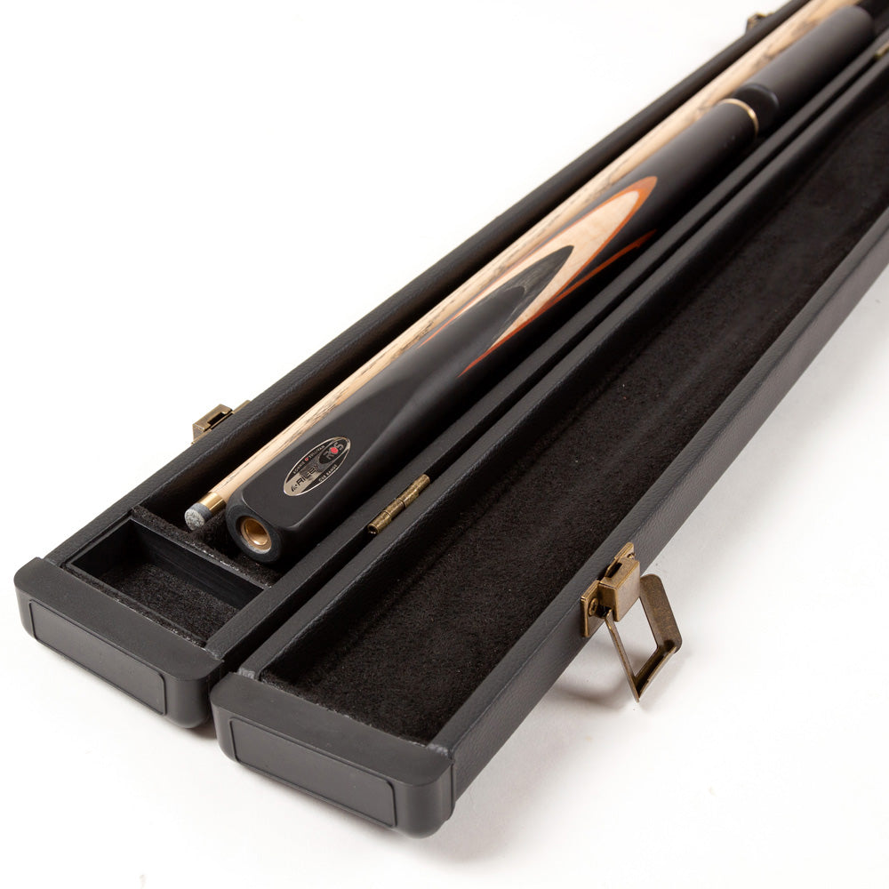 Riley Ronnie O'Sullivan 3 Piece Snooker Cue and Hard Case 3/4 Cut- Layered Ebonised Black Wood Butt - 9.5mm Tip - 145cm - Black/ Tan/ Grey/ Natural