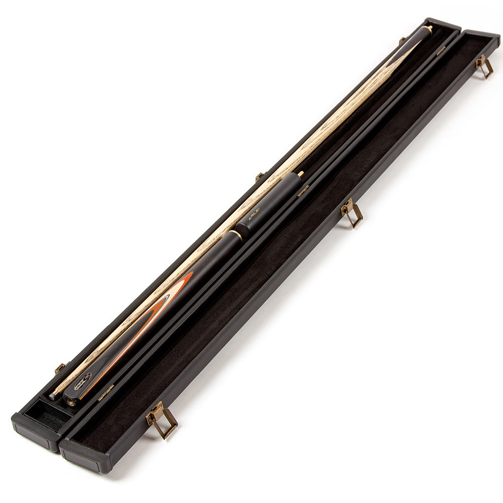 Riley Ronnie O'Sullivan 3 Piece Snooker Cue and Hard Case 3/4 Cut- Layered Ebonised Black Wood Butt - 9.5mm Tip - 145cm - Black/ Tan/ Natural Wood