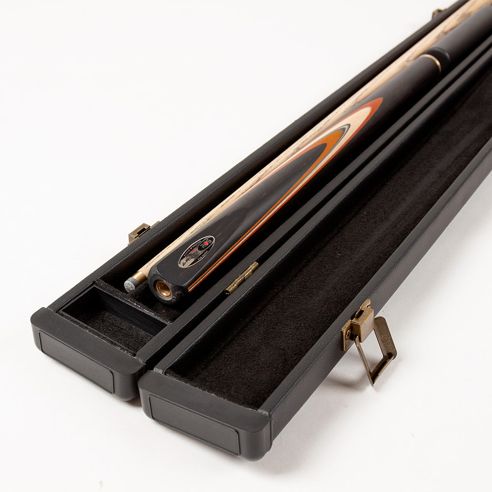 Riley Ronnie O'Sullivan 3 Piece Snooker Cue and Hard Case 3/4 Cut- Layered Ebonised Black Wood Butt - 9.5mm Tip - 145cm - Black/ Tan/ Natural Wood