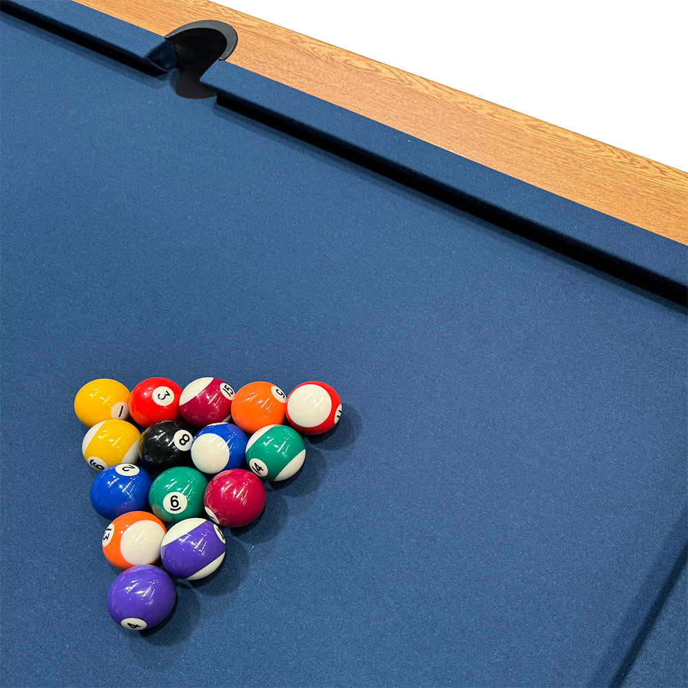 Riley 7ft Semi Pro American Pool Table - Oak with Blue Cloth - Metal Frame - Free Table Tennis/Dining Top