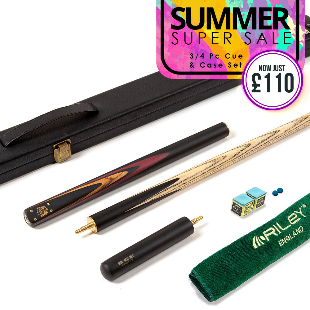 BCE Heritage Snooker Cue and Hard Case Set - 6 Designs - 9.5mm Tip - 145cm - Black/Natural/Purple Heart Wood/Ash/Maple