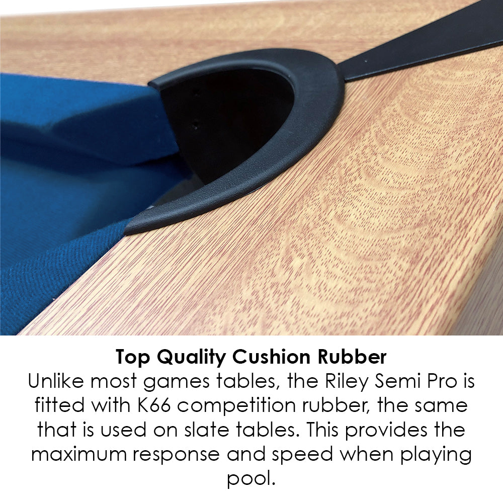 Riley 7ft Semi Pro American Pool Table - Oak with Blue Cloth - Metal Frame - Free Table Tennis/Dining Top