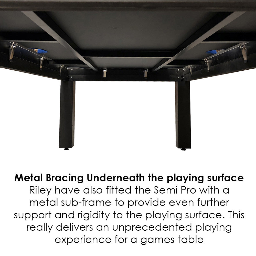 Riley 7ft Semi Pro American Pool Table - Black Ash with Blue Cloth - Metal Frame