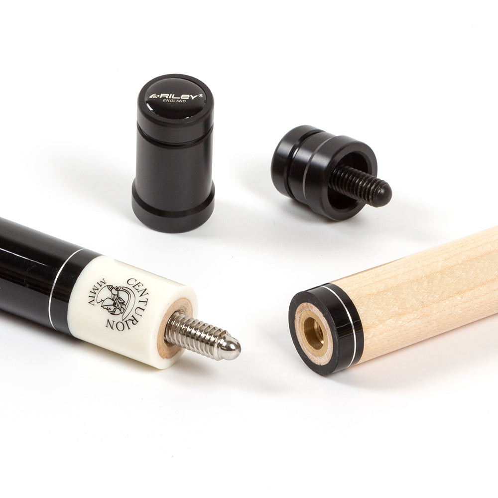 Riley Centurion American Pool Cue - Black - 13mm Tip and Leatherette Grip Section - 147cm