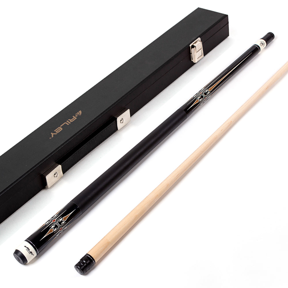Riley Centurion American Pool Cue - Black - 13mm Tip and Leatherette Grip Section - 147cm