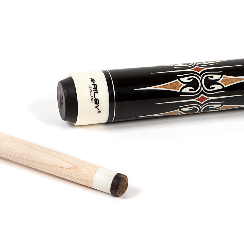 Riley Centurion American Pool Cue - Black - 13mm Tip and Leatherette Grip Section - 147cm