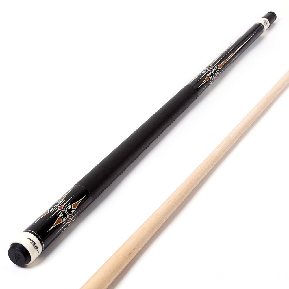 Riley Centurion American Pool Cue - Black - 13mm Tip and Leatherette Grip Section - 147cm