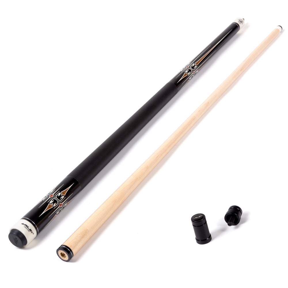 Riley Centurion American Pool Cue - Black - 13mm Tip and Leatherette Grip Section - 147cm