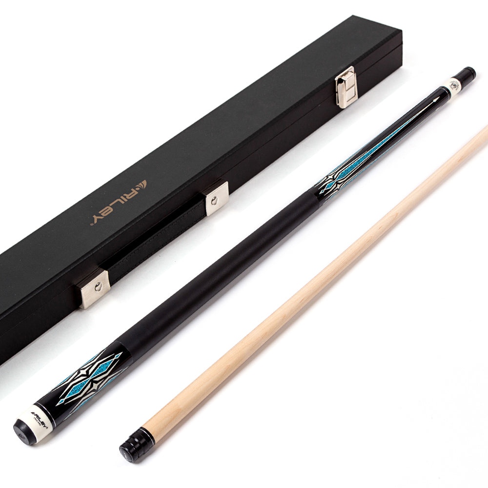 Riley Centurion American Pool Cue - Black - 13mm Tip and Leatherette Grip Section - 147cm