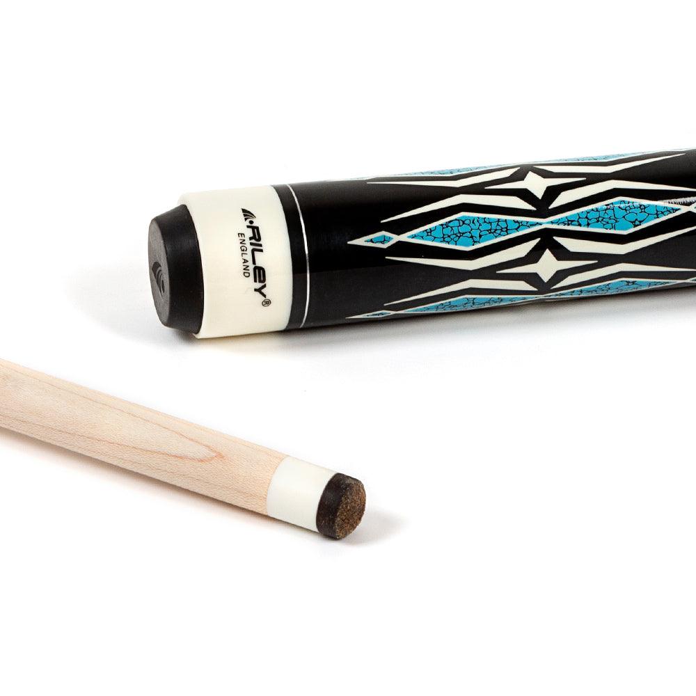 Riley Centurion American Pool Cue - Black - 13mm Tip and Leatherette Grip Section - 147cm