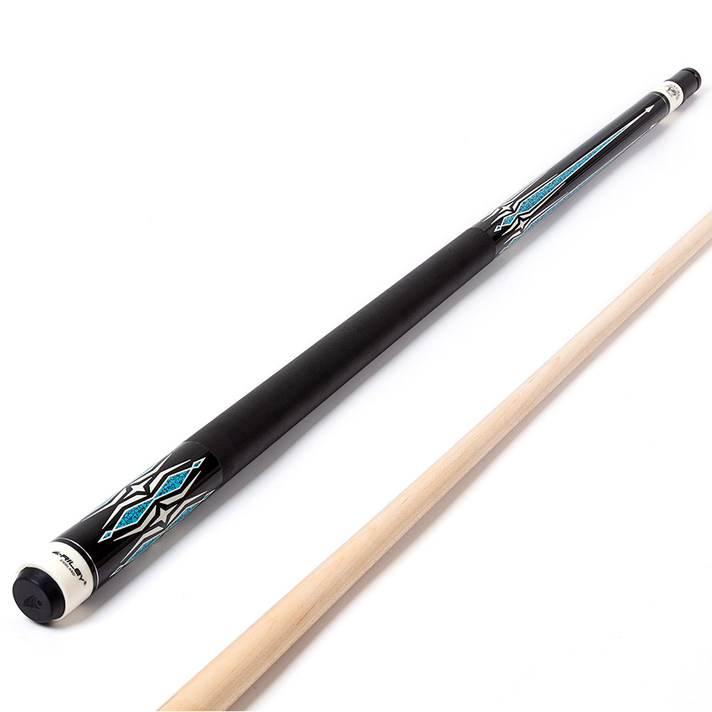 Riley Centurion American Pool Cue - Black - 13mm Tip and Leatherette Grip Section - 147cm