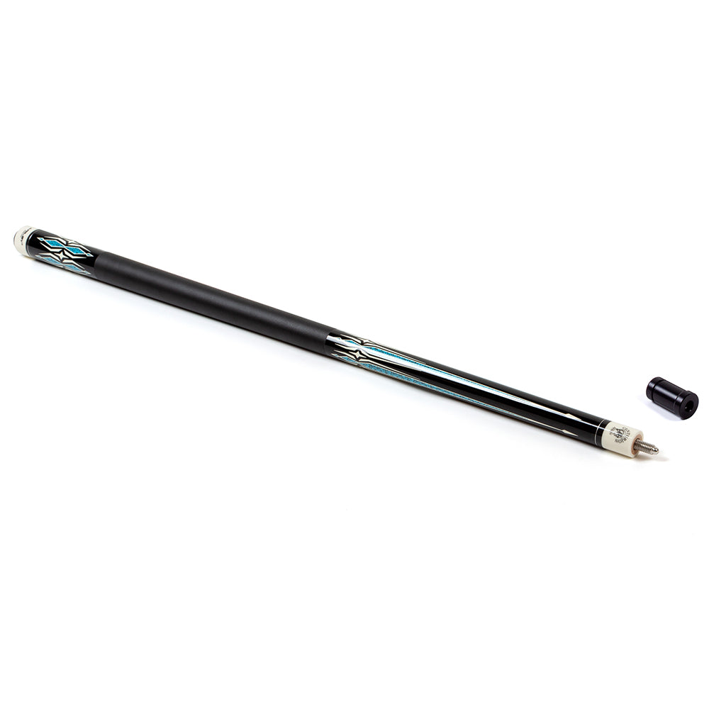 Riley Centurion American Pool Cue - Black - 13mm Tip and Leatherette Grip Section - 147cm