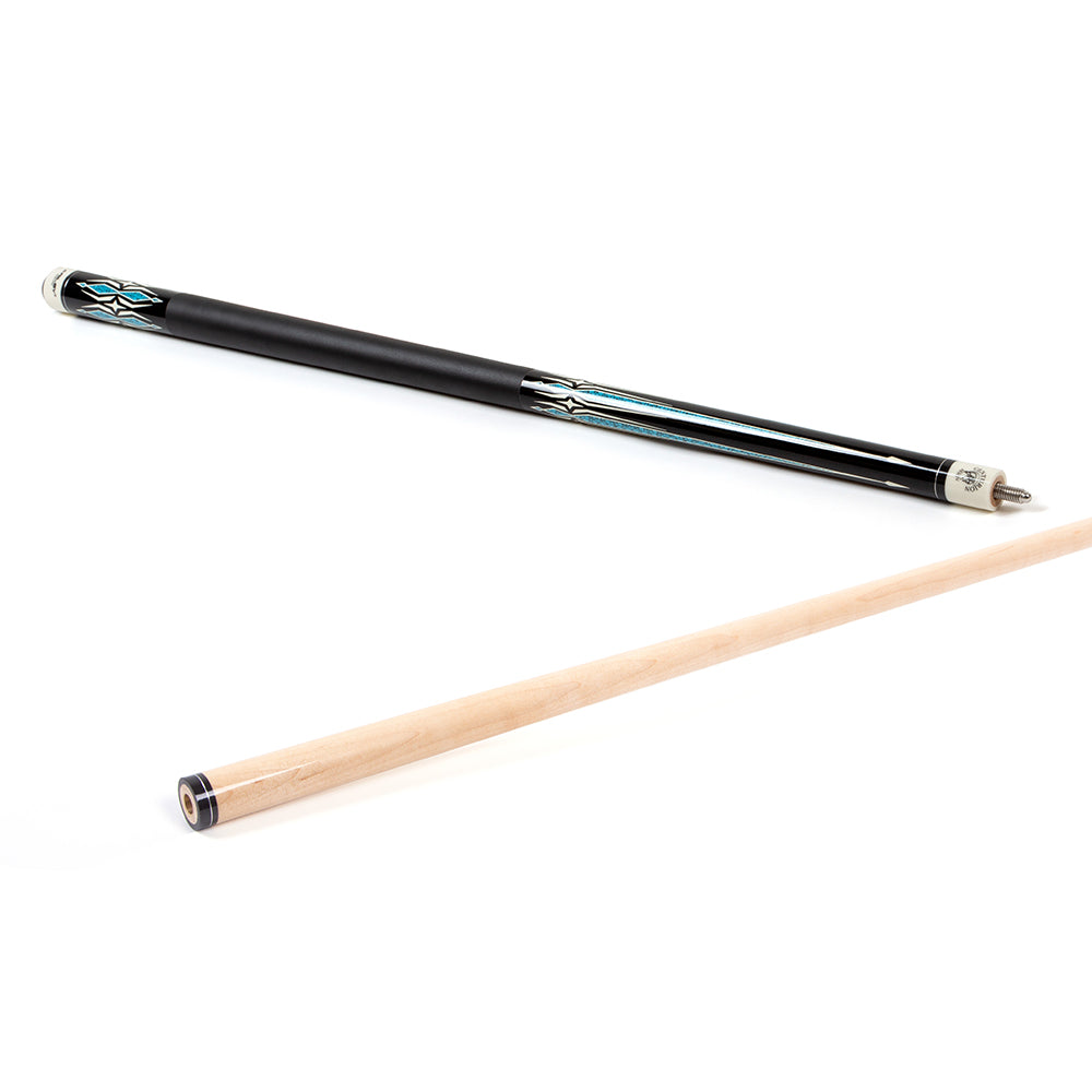 Riley Centurion American Pool Cue - Black - 13mm Tip and Leatherette Grip Section - 147cm