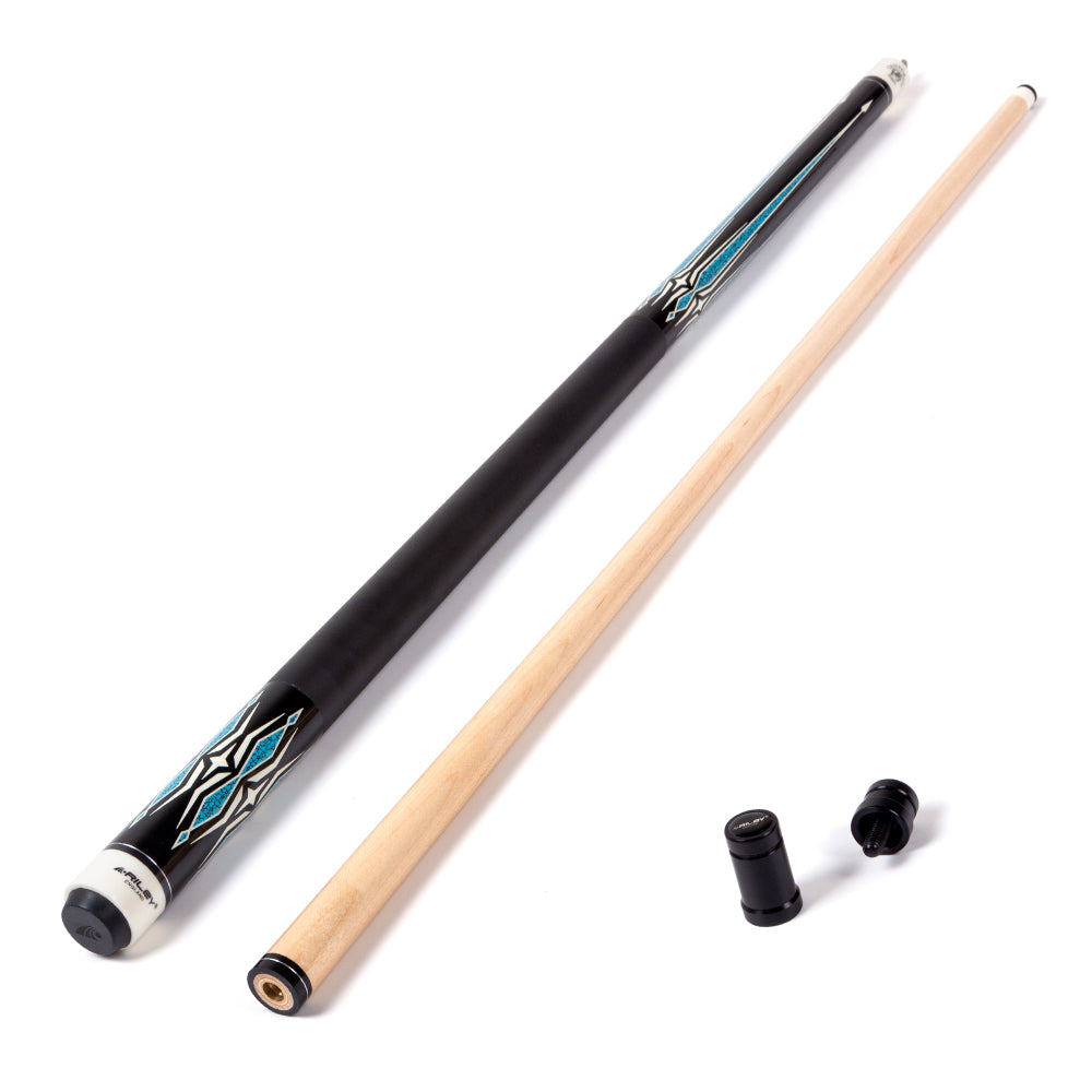 Riley Centurion American Pool Cue - Black - 13mm Tip and Leatherette Grip Section - 147cm