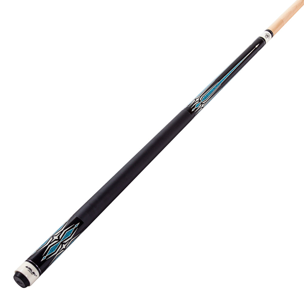 Riley Centurion American Pool Cue - Black - 13mm Tip and Leatherette Grip Section - 147cm