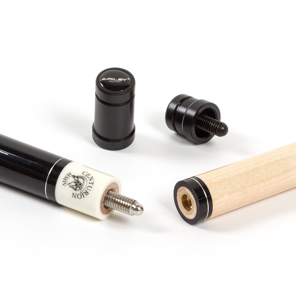 Riley Centurion American Pool Cue - Black - 13mm Tip and Linen Grip Section - 147cm