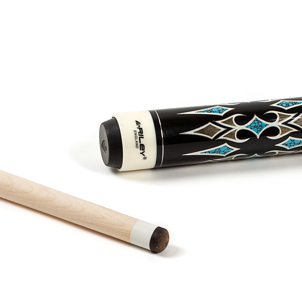 Riley Centurion American Pool Cue - Black - 13mm Tip and Linen Grip Section - 147cm