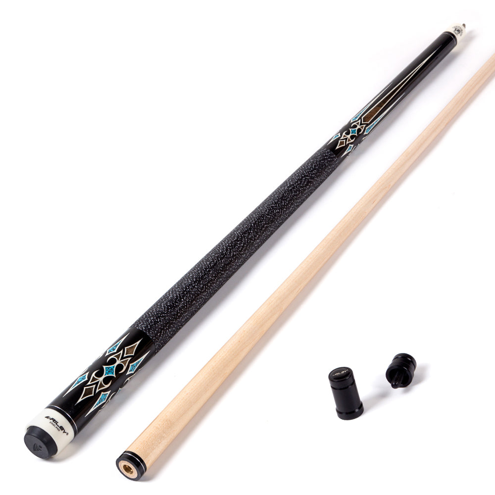 Riley Centurion American Pool Cue - Black - 13mm Tip and Linen Grip Section - 147cm