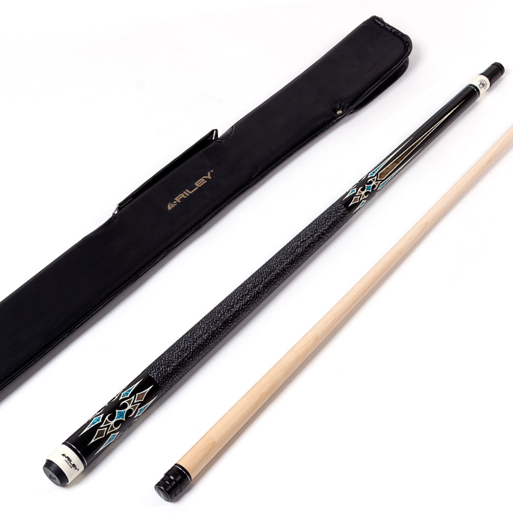 Riley Centurion American Pool Cue - Black - 13mm Tip and Linen Grip Section - 147cm