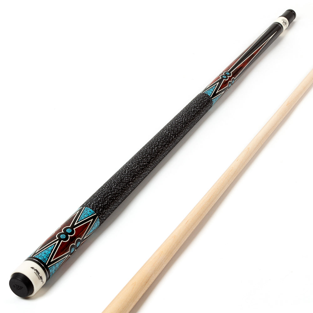 Riley Centurion American Pool Cue - Black - 13mm Tip and Linen Grip Section - 147cm