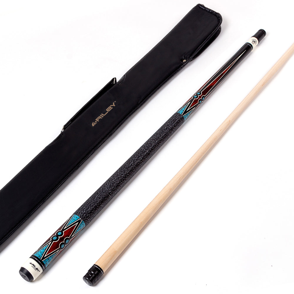 Riley Centurion American Pool Cue - Black - 13mm Tip and Linen Grip Section - 147cm