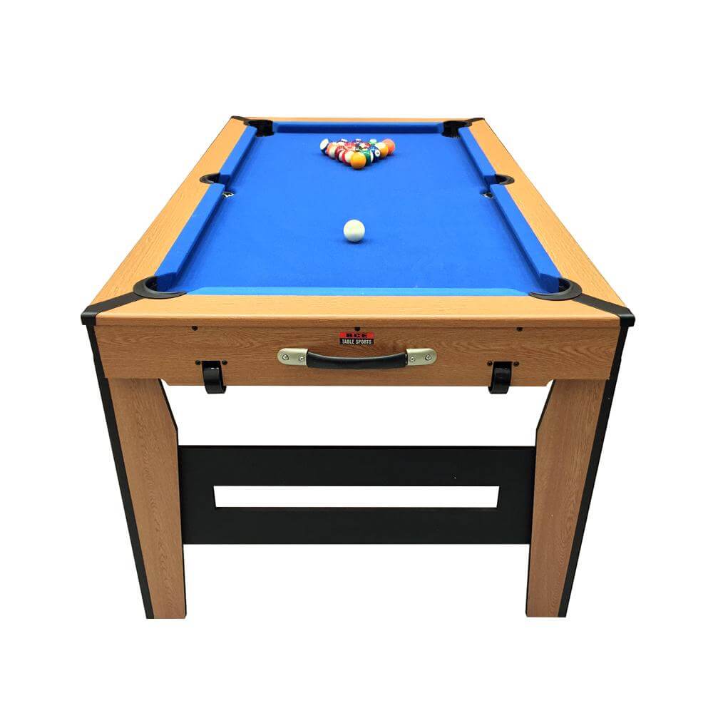 BCE 5ft Razor Folding 2 in 1 Pool Table with Table Tennis Top - Blue Cloth/ Oak Finish - Folds Flat