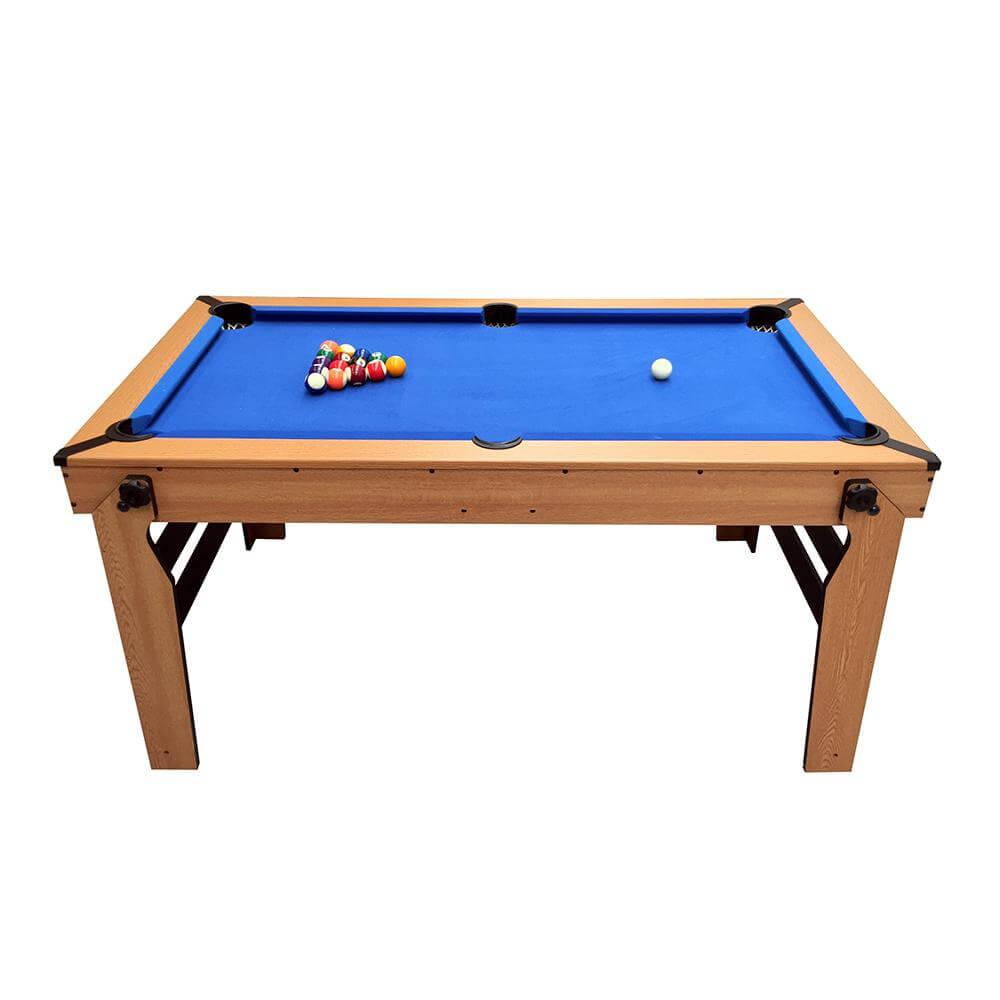 BCE 5ft Razor Folding 2 in 1 Pool Table with Table Tennis Top - Blue Cloth/ Oak Finish - Folds Flat