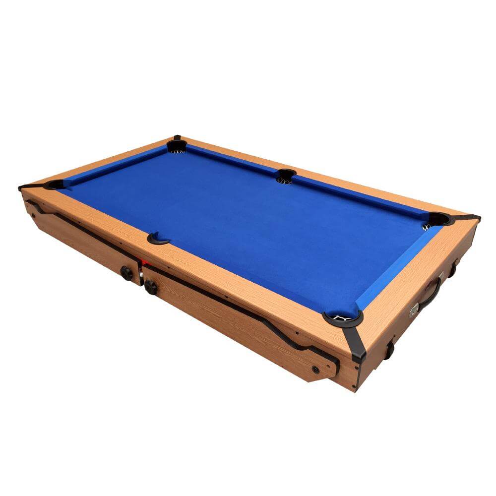 BCE 5ft Razor Folding 2 in 1 Pool Table with Table Tennis Top - Blue Cloth/ Oak Finish - Folds Flat