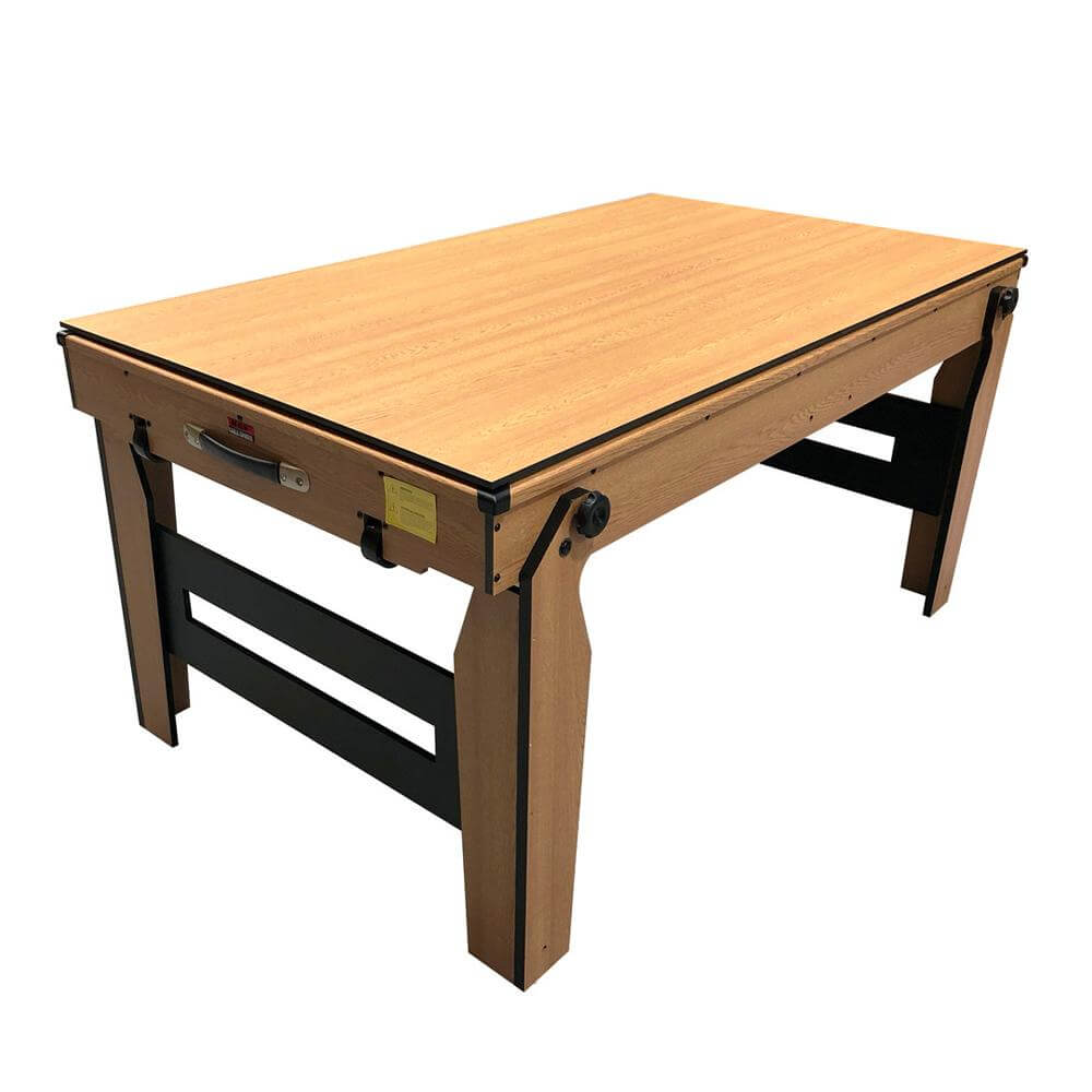 BCE 5ft Razor Folding 2 in 1 Pool Table with Table Tennis Top - Blue Cloth/ Oak Finish - Folds Flat
