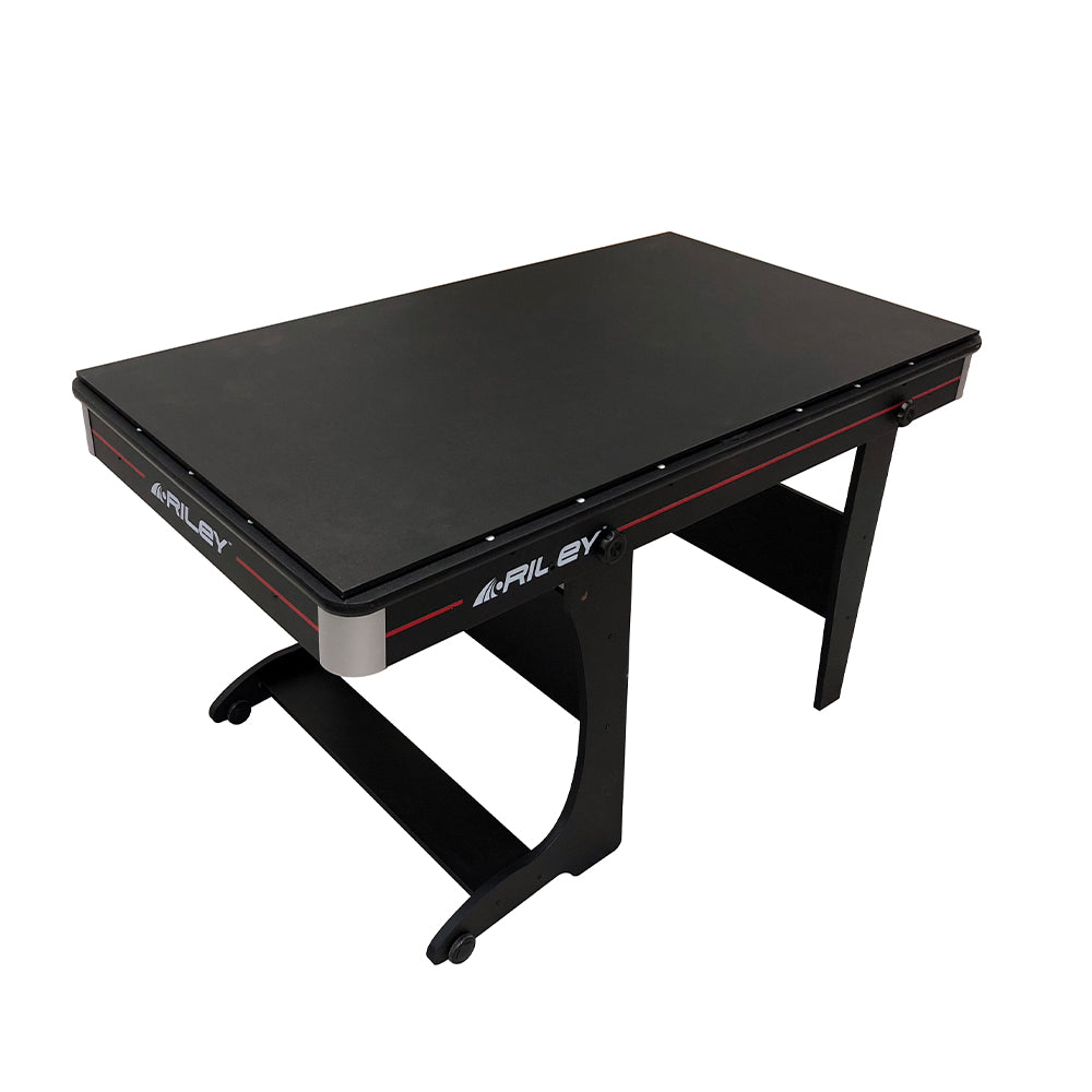 Riley 5ft 2 in 1 Folding Pool Table with Table Tennis Table - Black with Blue Cloth - Folds Vertically