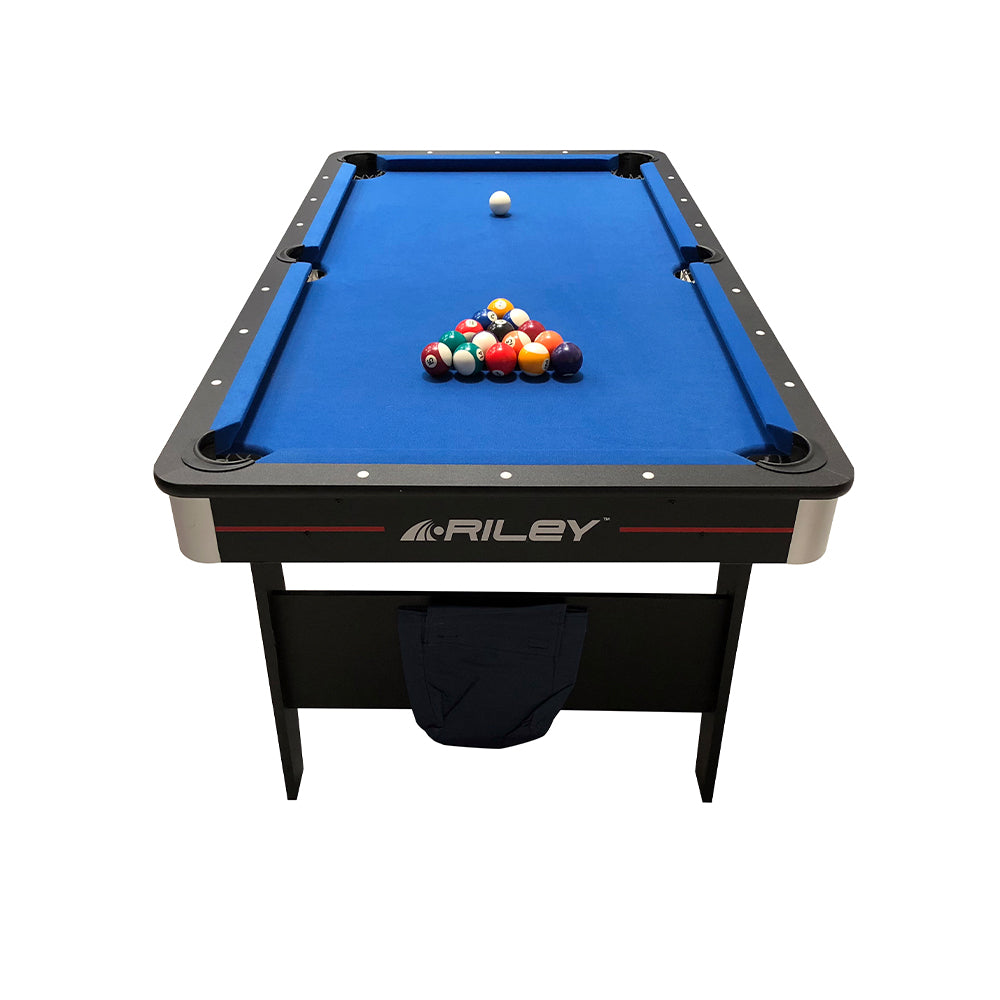 Riley 5ft 2 in 1 Folding Pool Table with Table Tennis Table - Black with Blue Cloth - Folds Vertically