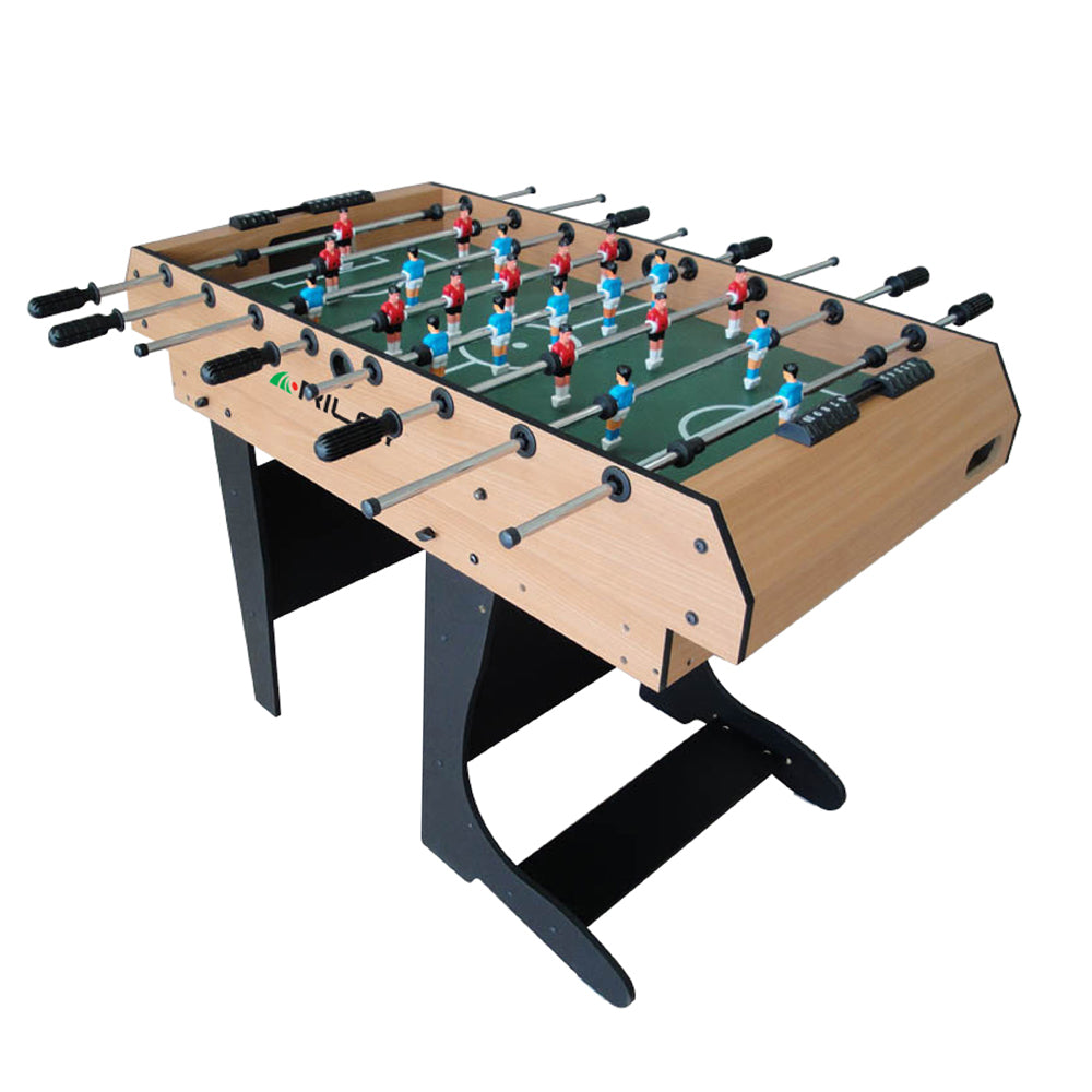 Riley 4ft 12 in 1 Multi Games Table - Natural Wood Finish/ Black Legs - Folds Vertically