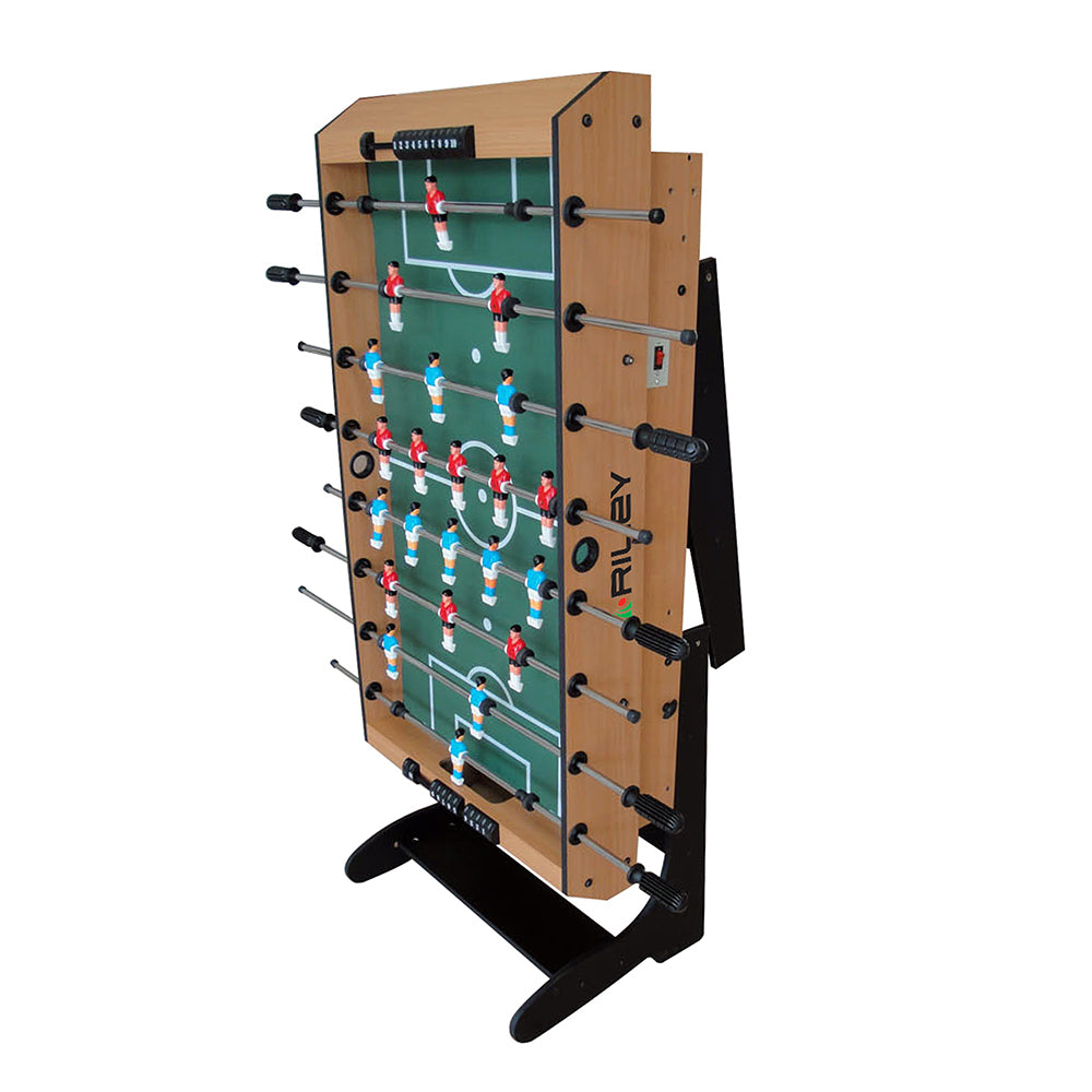 Riley 4ft 12 in 1 Multi Games Table - Natural Wood Finish/ Black Legs - Folds Vertically