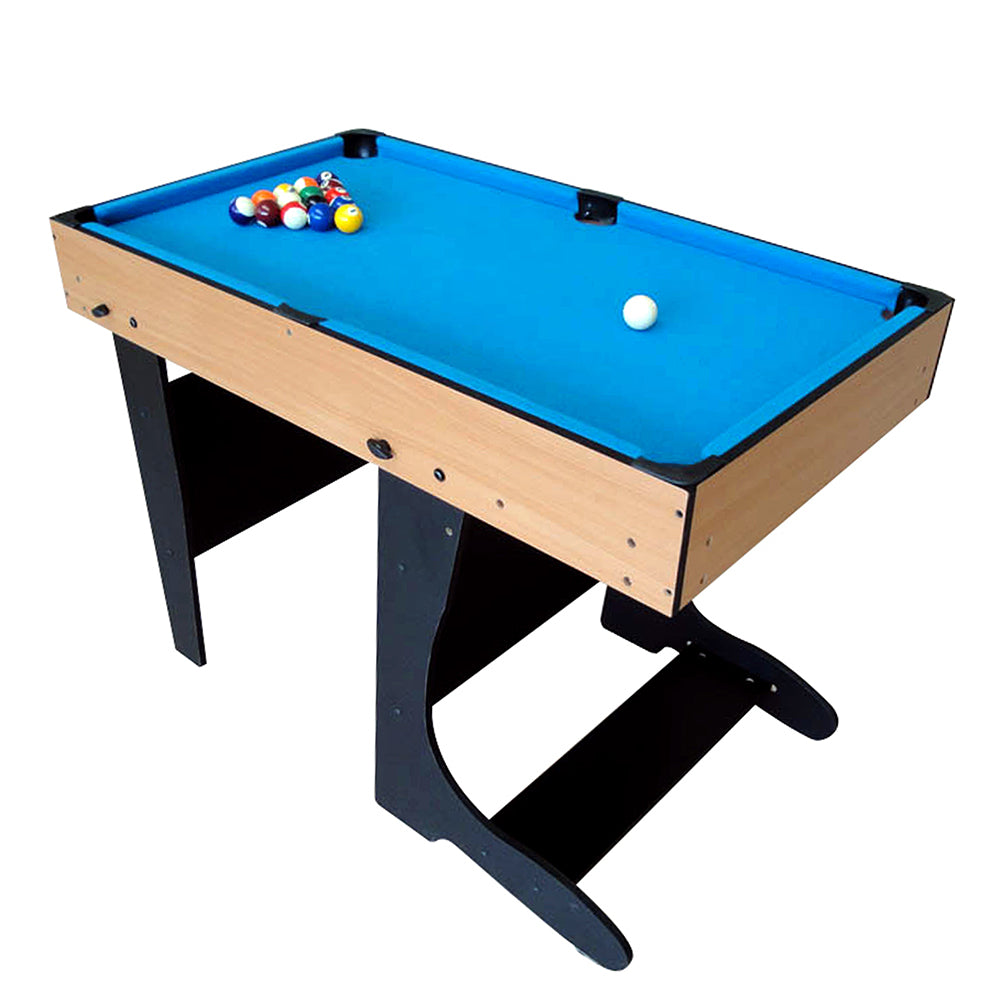 Riley 4ft 12 in 1 Multi Games Table - Natural Wood Finish/ Black Legs - Folds Vertically