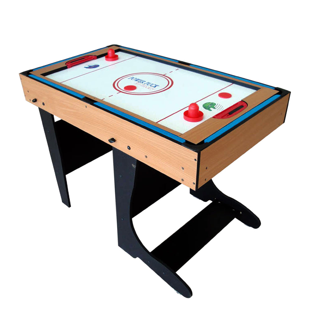 Riley 4ft 12 in 1 Multi Games Table - Natural Wood Finish/ Black Legs - Folds Vertically