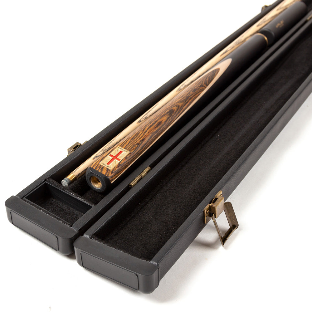 Riley England 3 Piece Snooker Cue - 3/4 Cut Cue - Layered Ebonised Black Wood Butt - 9.5mm Tip - 145cm - Black/ Dark Wood