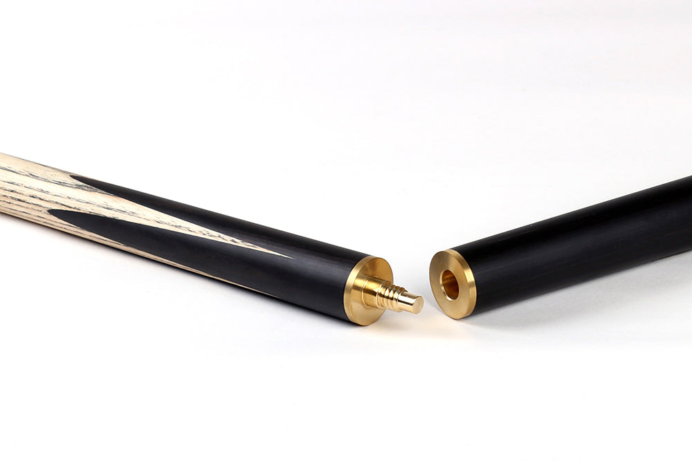 Riley England 3 Piece Snooker Cue - 3/4 Cut Cue - Layered Ebonised Black Wood Butt - 9.5mm Tip - 145cm - Black/ Dark Wood