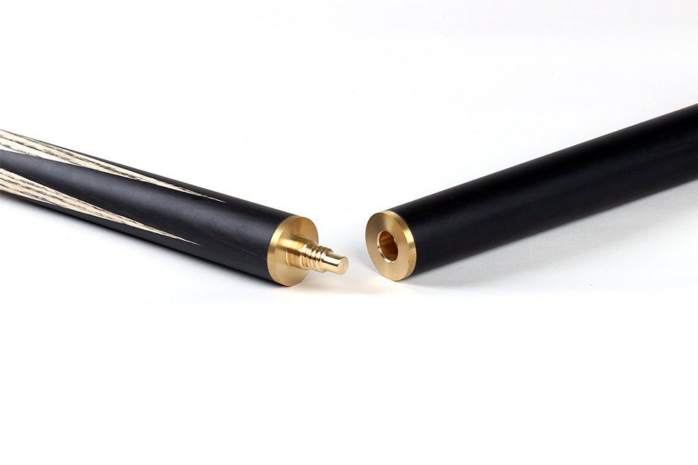 Riley England 3 Piece Snooker Cue and Hard Case 3/4 Cut- Layered Ebonised Black Wood Butt with 9.5mm Tip - 145cm - Black/ Maple Wood