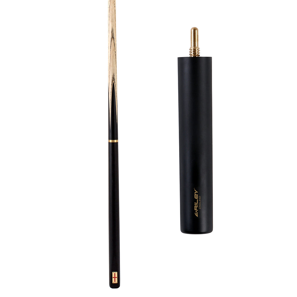 Riley England 3 Piece Snooker Cue 3/4 Cut- Layered Ebonised Black Wood Butt with 9.5mm Tip - 145cm - Black
