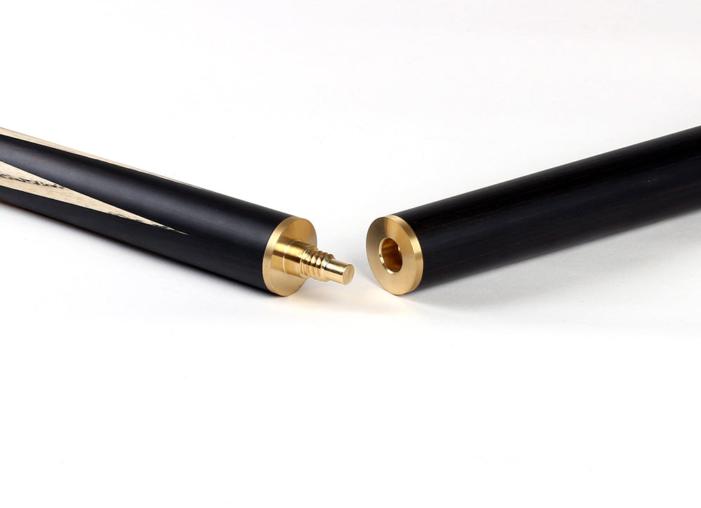 Riley England 3 Piece Snooker Cue 3/4 Cut- Layered Ebonised Black Wood Butt with 9.5mm Tip - 145cm - Black