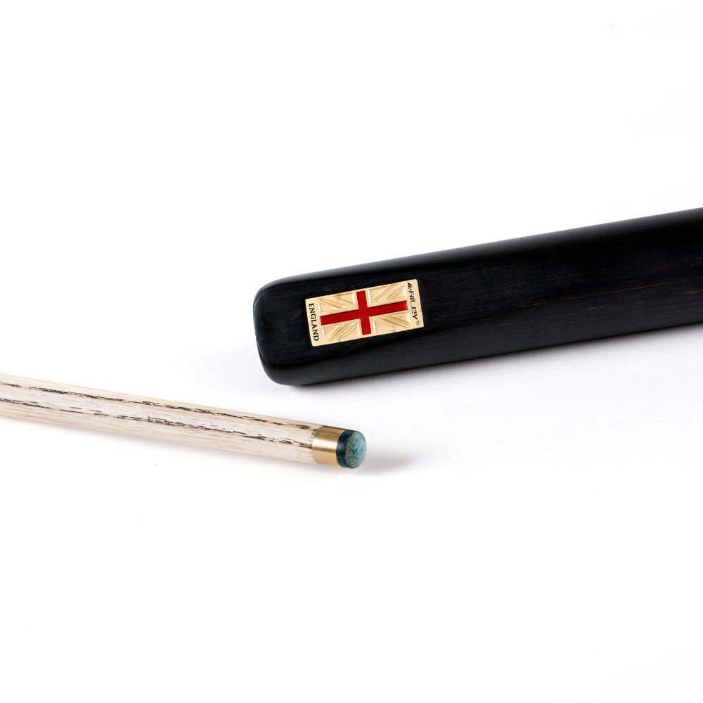 Riley England 3 Piece Snooker Cue - 3/4 Cut Cue - Layered Ebonised Black Wood Butt - 9.5mm Tip - 145cm - Black