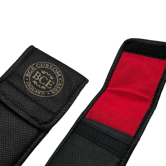 BCE Cue Sleeve for 3 Piece 3/4 Cut Cue - Black / Gold / Red