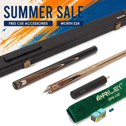 BCE C8L - 3 Piece English Pool Cue - 3/4 Cut Cue - Layered Ebonised Black Wood Butt with 9mm Tip - 145cm - Black/ Dark Wood