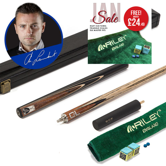 BCE C8L - 3 Piece English Pool Cue - 3/4 Cut Cue - Layered Ebonised Black Wood Butt with 9mm Tip - 145cm - Black/ Dark Wood