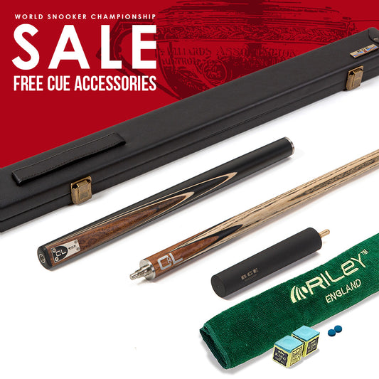 BCE C8L - 3 Piece English Pool Cue - 3/4 Cut Cue - Layered Ebonised Black Wood Butt with 9mm Tip - 145cm - Black/ Dark Wood