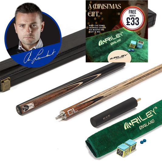 BCE C8L - 3 Piece English Pool Cue - 3/4 Cut Cue - Layered Ebonised Black Wood Butt with 9mm Tip - 145cm - Black/ Dark Wood