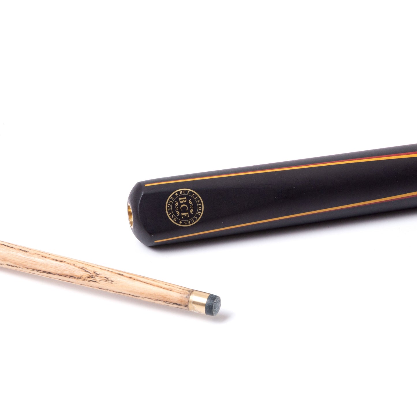 BCE Protege Series - 3/4 Cut Snooker/Pool Cue - 9.5mm Tip - 145cm - Black/Natural/Red/Cream/Orange