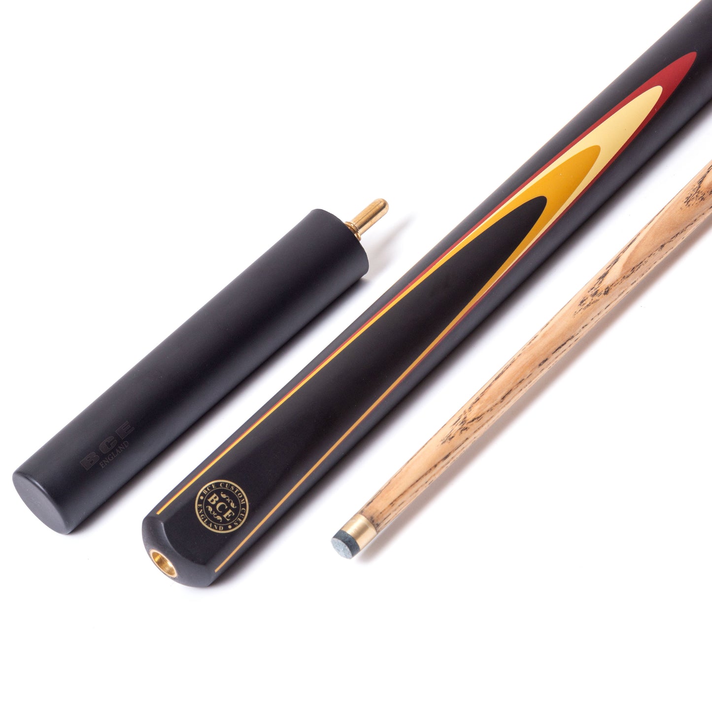 BCE Protege Series - 3/4 Cut Snooker/Pool Cue - 9.5mm Tip - 145cm - Black/Natural/Red/Cream/Orange