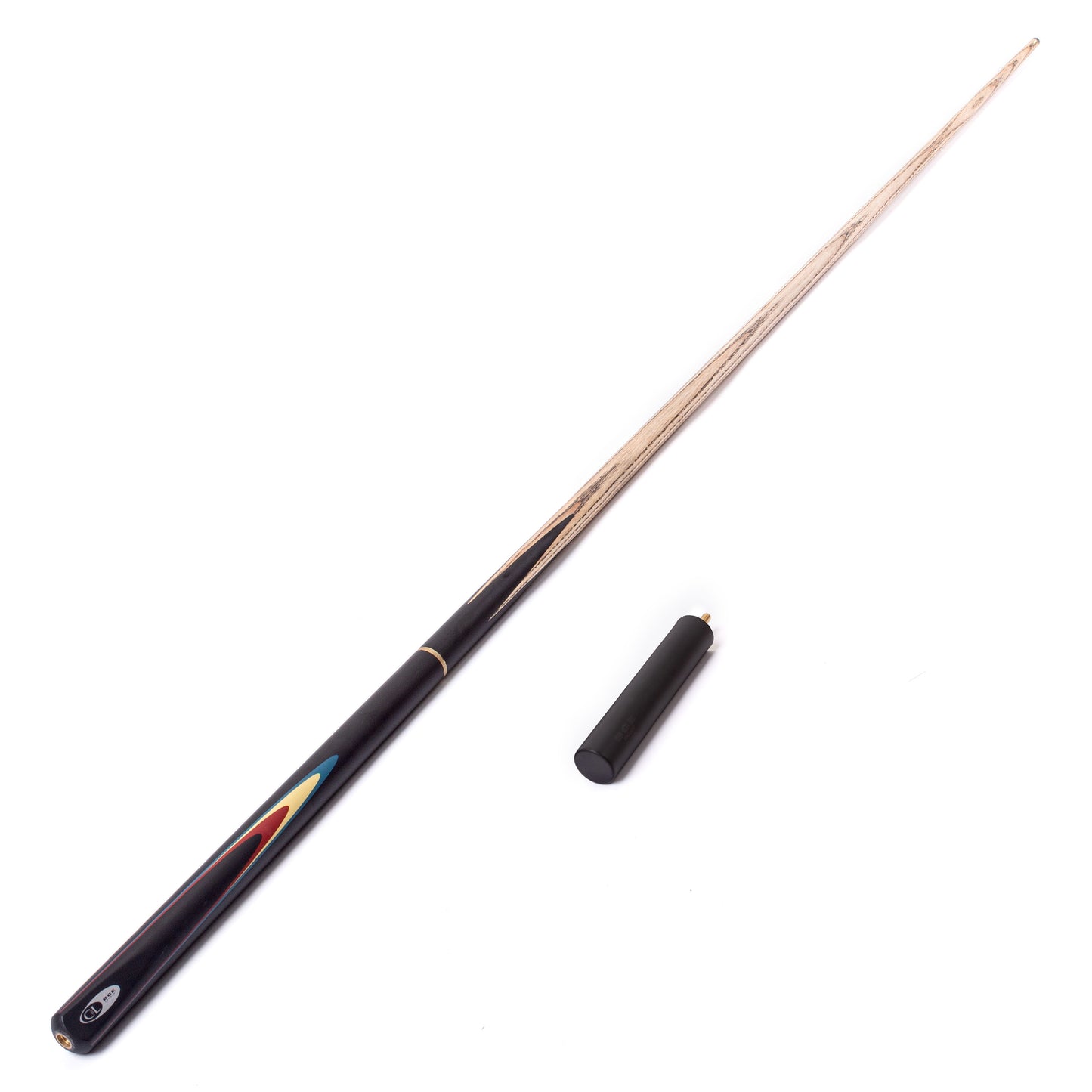 BCE Protege Series - Christophe Lambert - 3/4 Cut Snooker/Pool Cue - 9.5mm Tip - 145cm - Black/Natural/Blue/Cream/Red